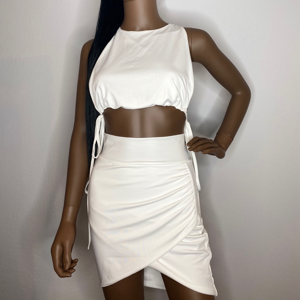 Shape White Cut Out Front Ruched Bodycon Dress
